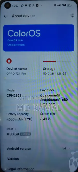 Oppo F21 Pro 128 GB Yellow