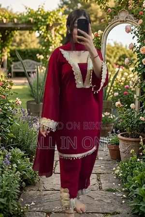 Georgette Sequence Three Piece টার্সেল ঝুল লাগানো