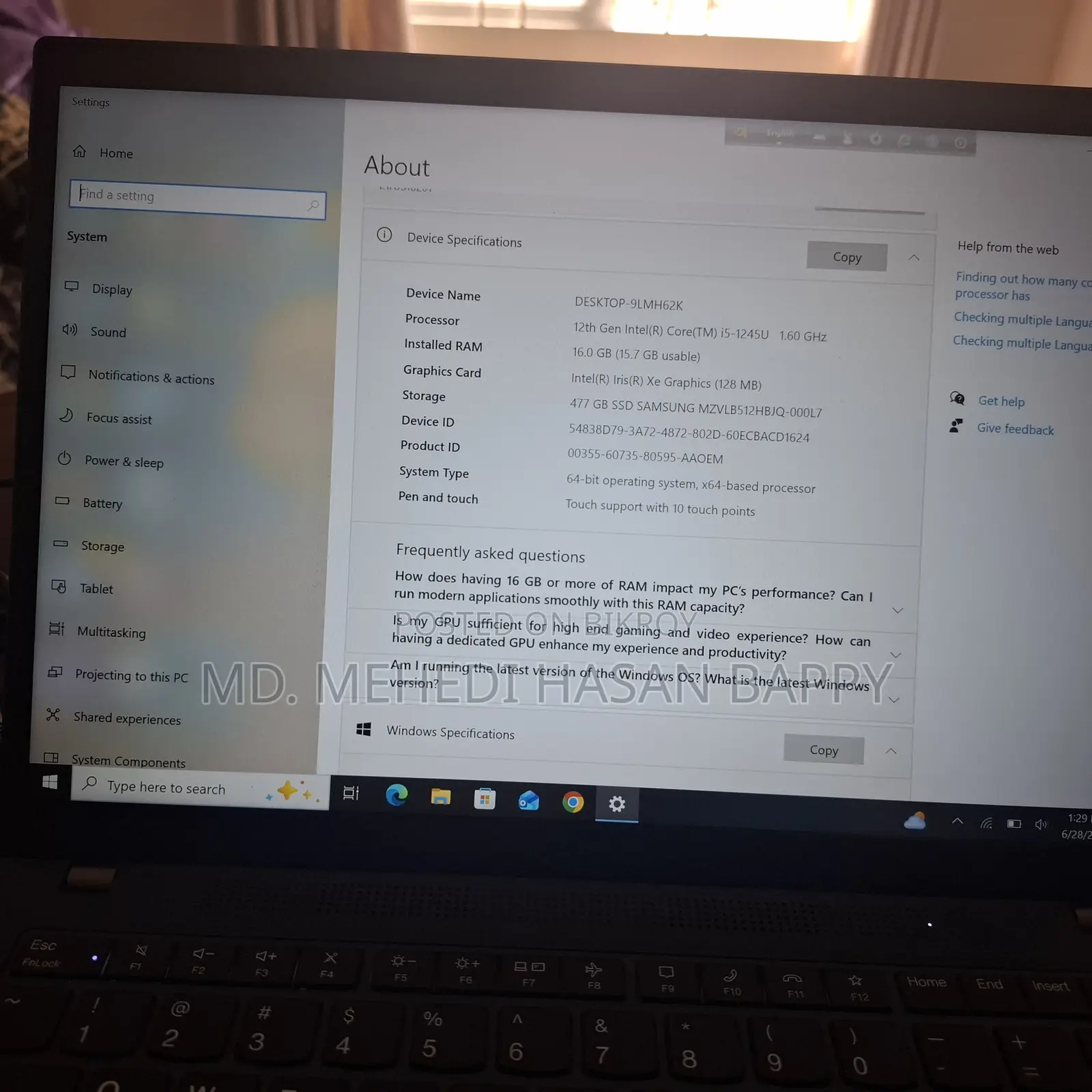 Laptop Lenovo ThinkPad T14 16GB Intel Core I5 SSD 512GB