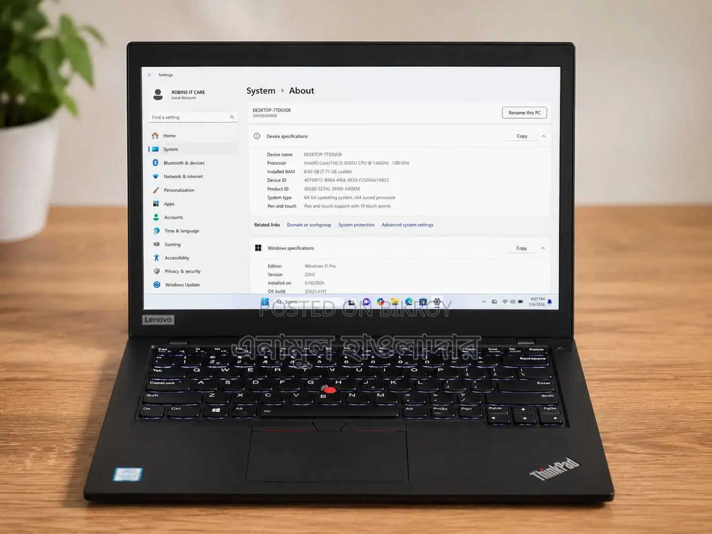 Laptop Lenovo ThinkPad X390 8GB Intel Core i5 SSD 256GB