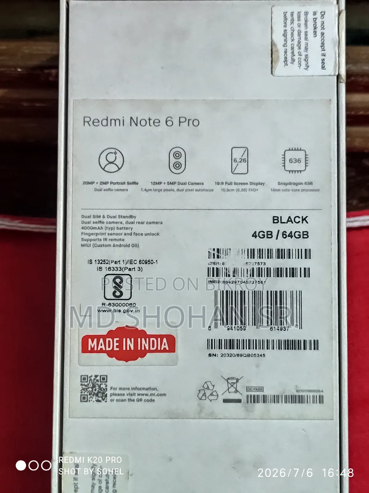 Xiaomi Redmi Note 6 Pro 64 GB Black
