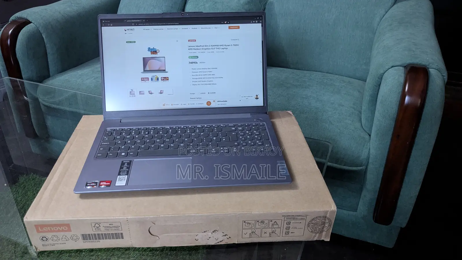 Laptop Lenovo Ideapad 3 8GB AMD Ryzen 5 SSD 512GB