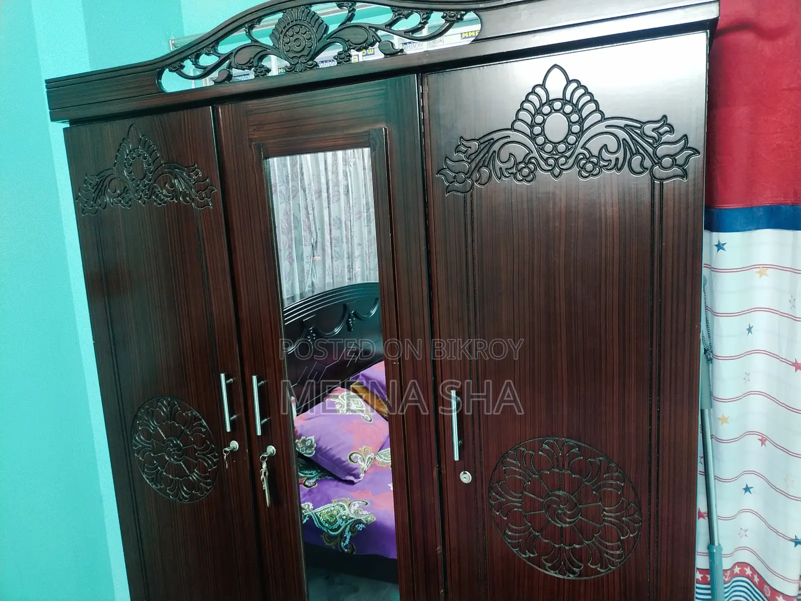4 Month Old 3-Part Almirah (Wardrobe), Original Malaysian Wood