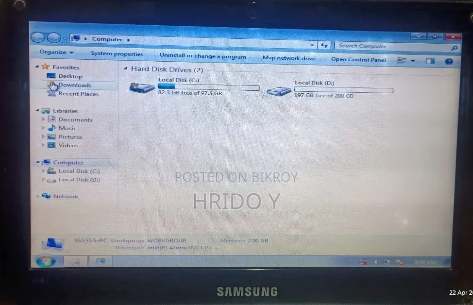 Laptop Samsung N210 2GB Intel Core 2 Duo HDD 320GB