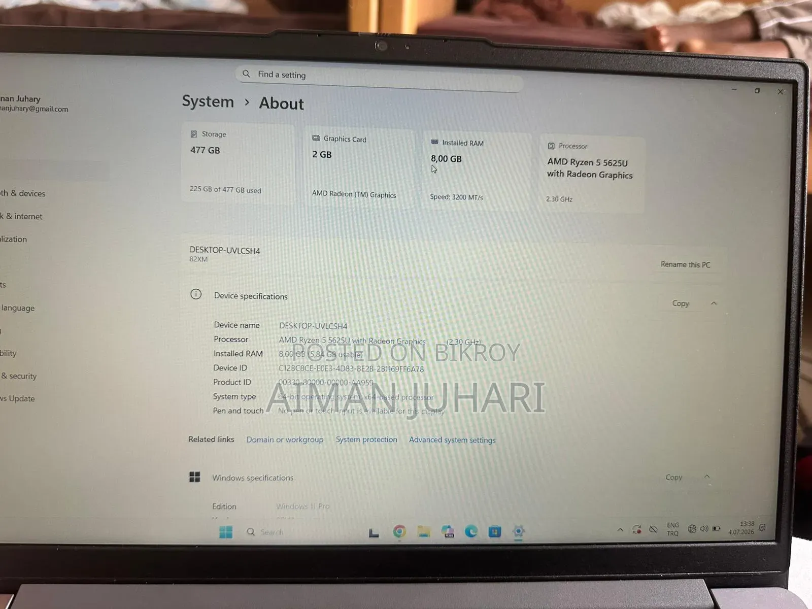 Laptop Lenovo Ideapad 3 8GB AMD Ryzen 5 SSD 512GB