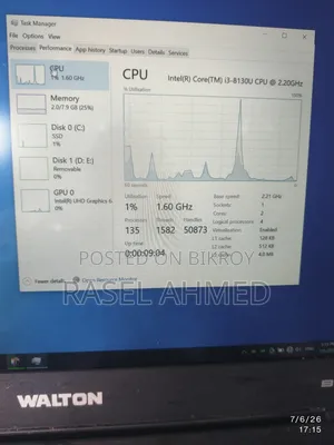 Laptop 8GB Intel Core i3 SSD 256GB