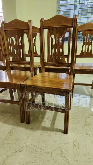 Six chairs made of teak wood