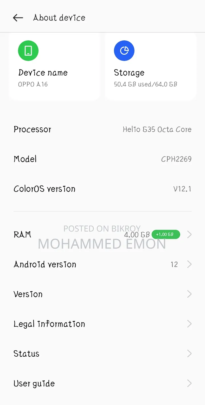 Oppo A16 64 GB Black
