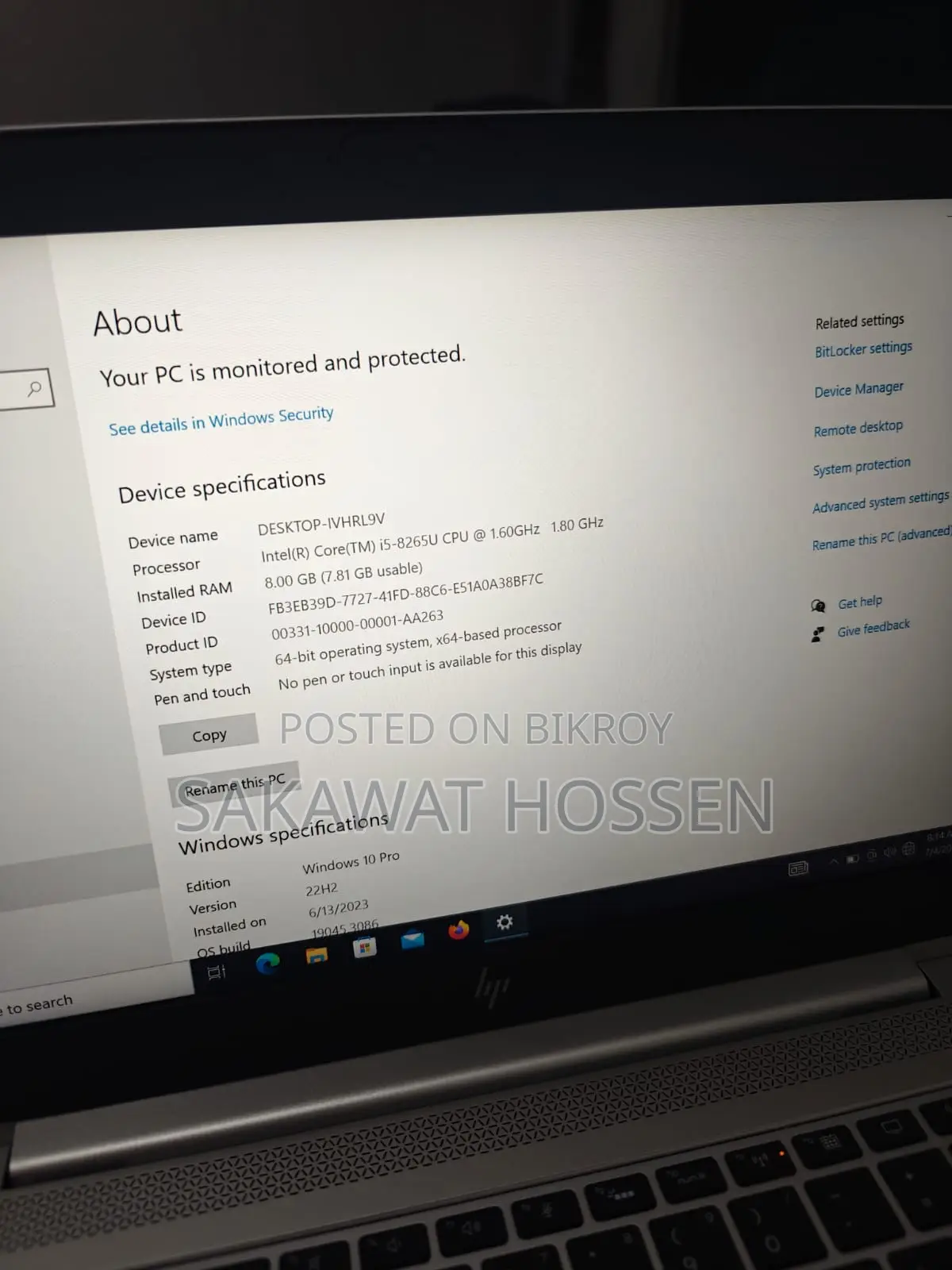 Laptop HP EliteBook 840 G6 8GB Intel Core i5 SSD 256GB