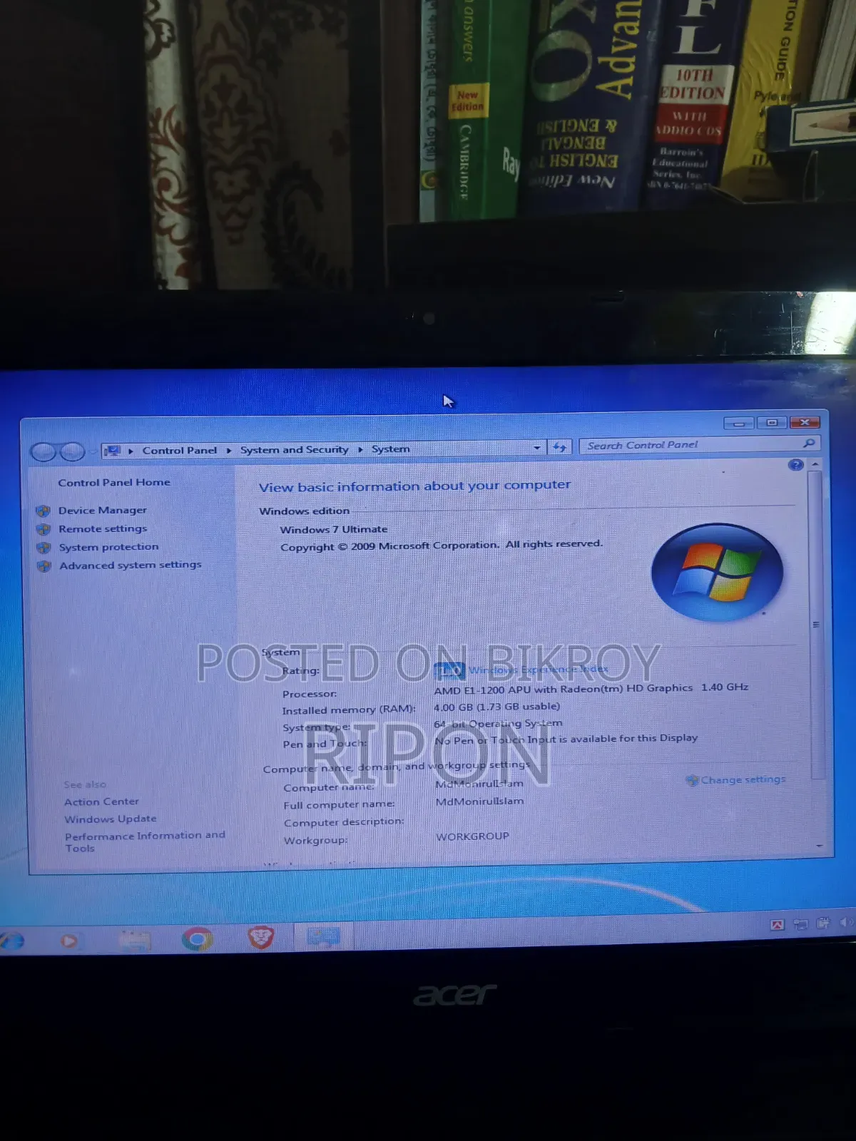 ল্যাপটপ Acer Aspire 4220 4GB AMD A8 HDD 500GB