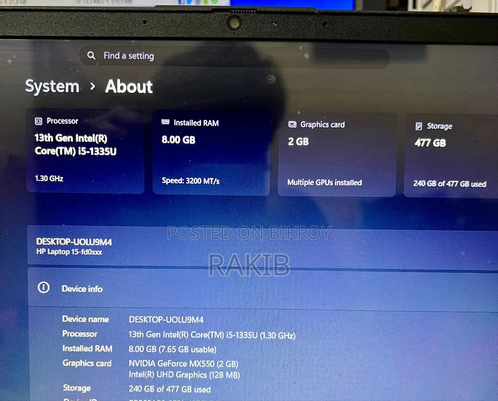 Laptop HP 15 8GB Intel Core I5 SSD 512GB