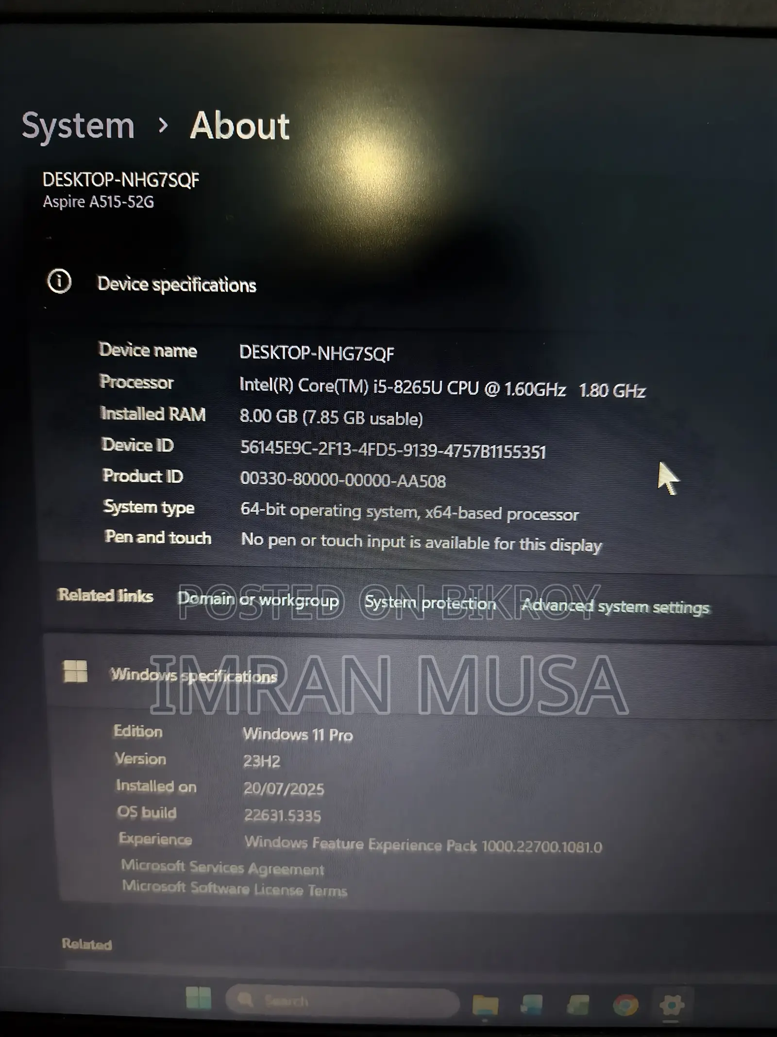 Laptop Acer Aspire 5 8GB Intel Core I5 SSD 250GB
