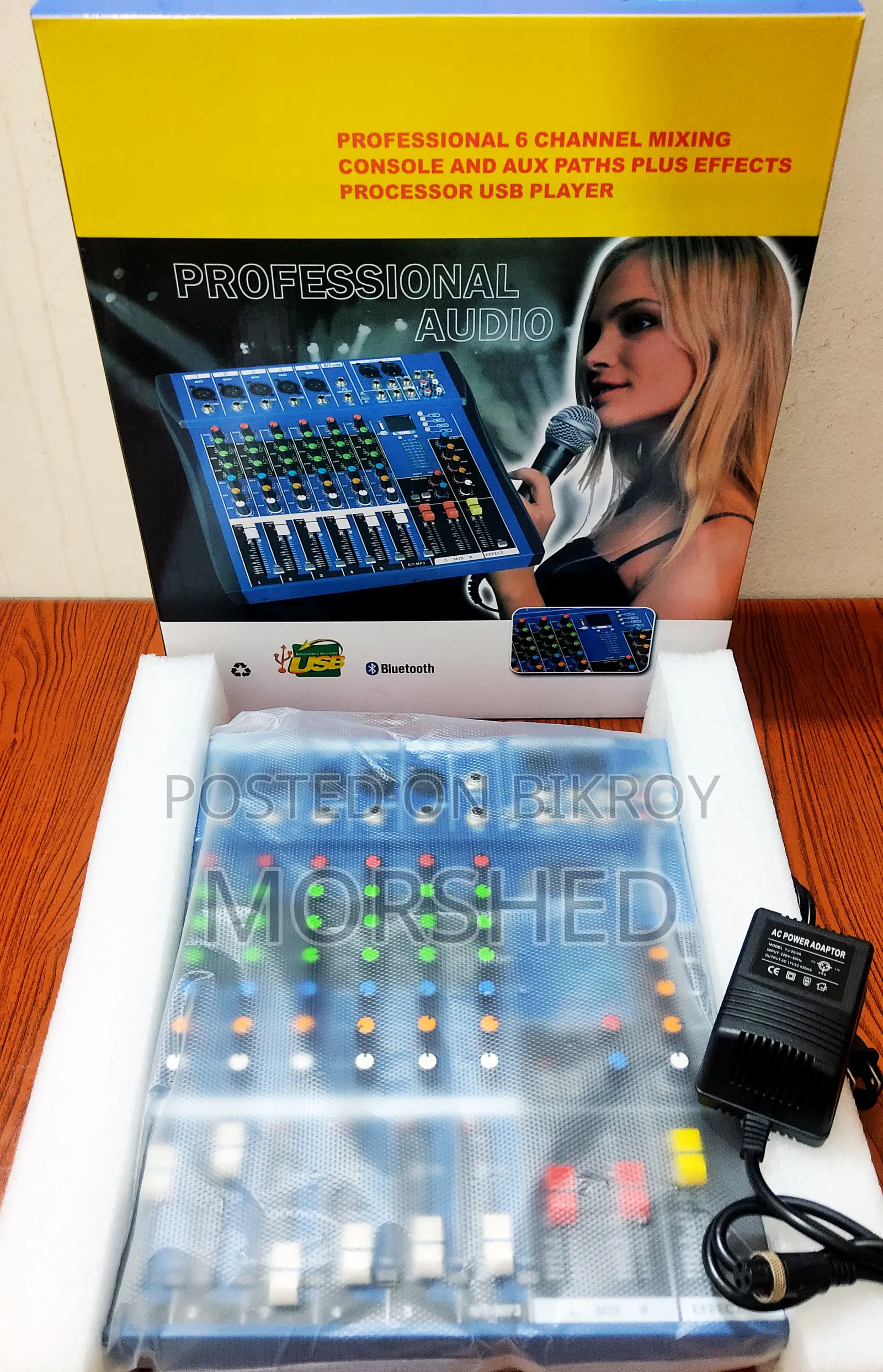 6-Channel Professional USB Mixer (Bluetooth, USB Display)