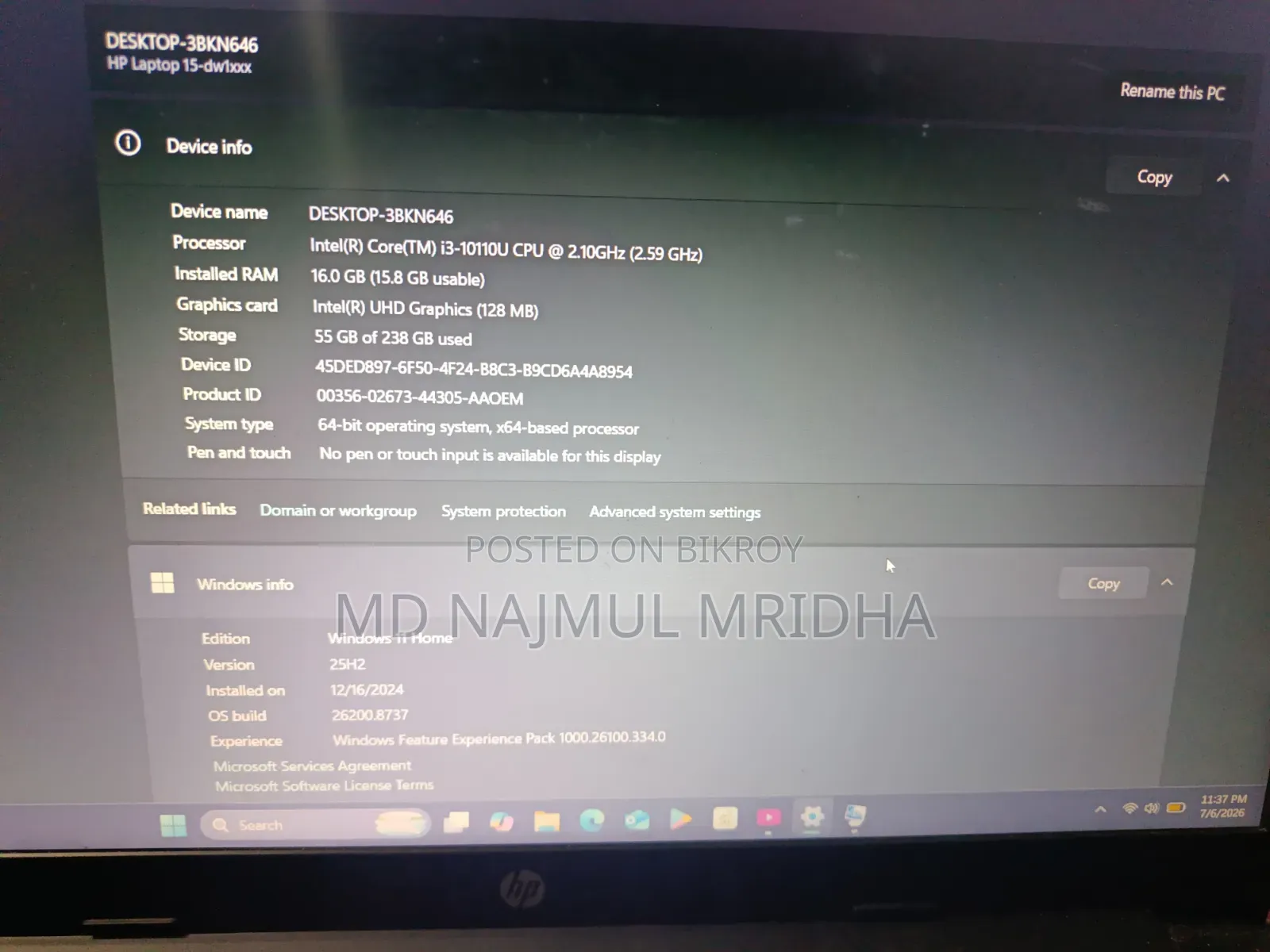 Laptop HP 15 16GB Intel Core i3 SSD 256GB