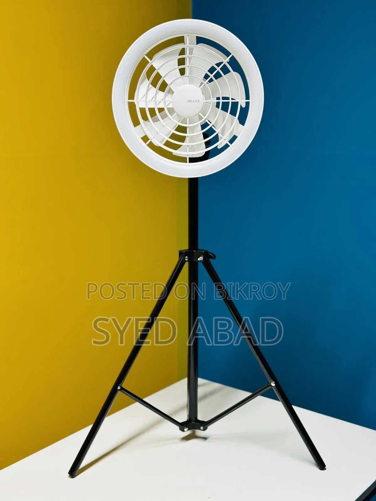 Jisulife FA17 Rechargeable Fan With LED Light and Table Tripod - White