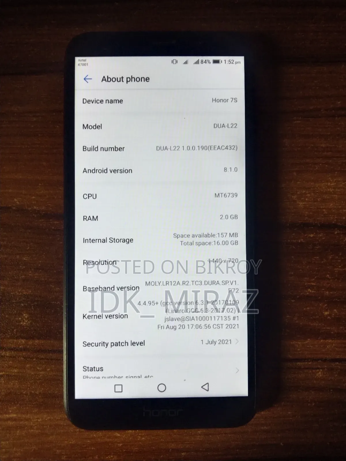 Honor 7S 16 GB Black