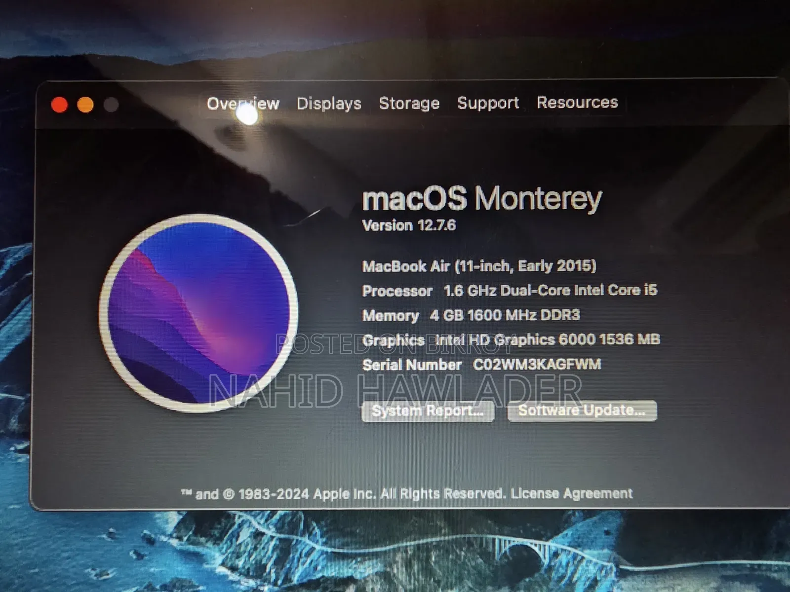 Laptop Apple MacBook Air 4GB Intel Core i5 SSD 128GB