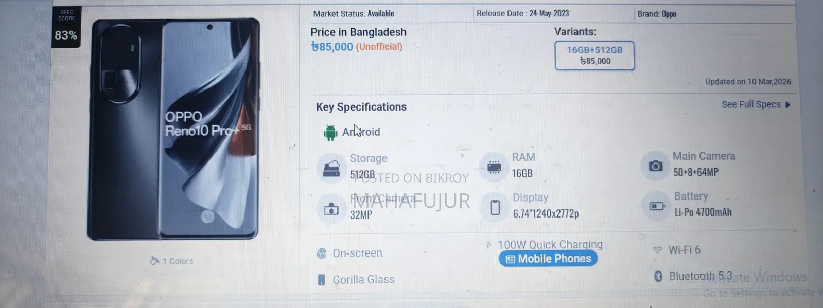 Oppo Reno10 Pro+ 512 GB Rose Gold