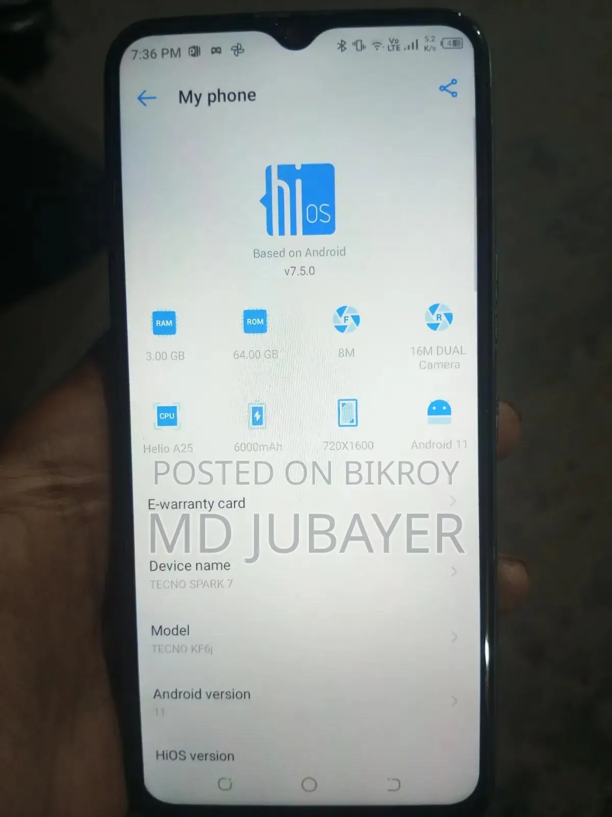 Tecno Spark 7 64 GB Blue
