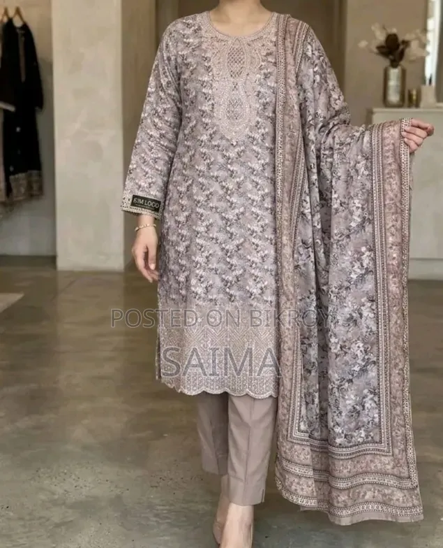 Premium Star Georgette Embroidered Unstitched (Three Piece)