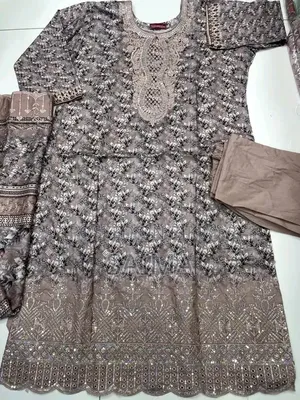 Premium Star Georgette Embroidered Unstitched (Three Piece)