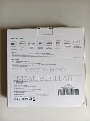 Ugreen HDMI 2.1 at 60Hz eARC 48Gbps HDR HDCP 2.3 Cable 2m