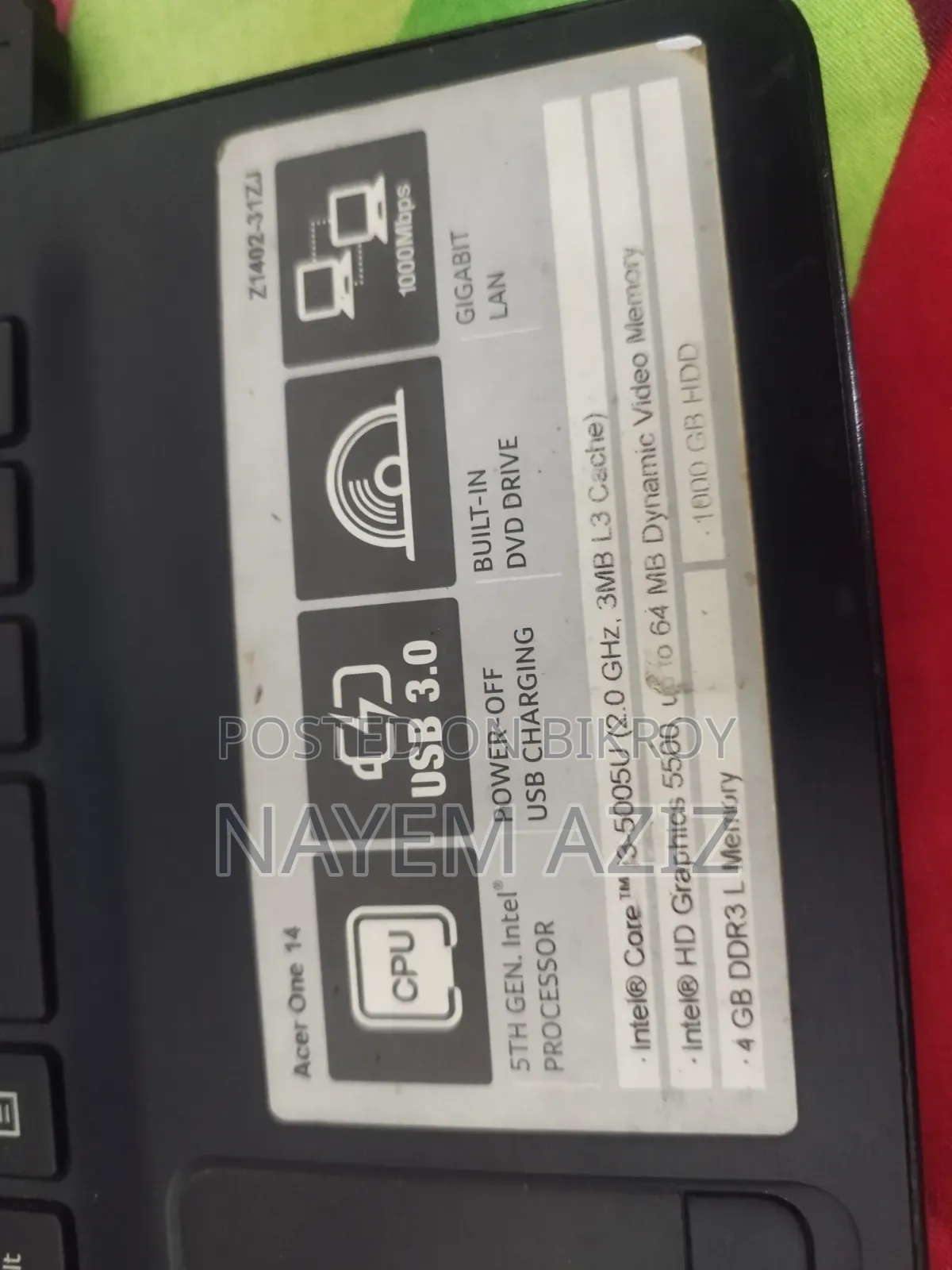 Laptop Acer Aspire 14 4GB Intel Core i3 HDD+SSD 1T
