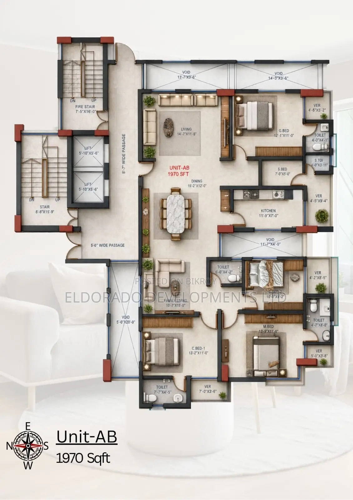 4-bedroom Apartment in Eldorado Treebany, Ramna for sale