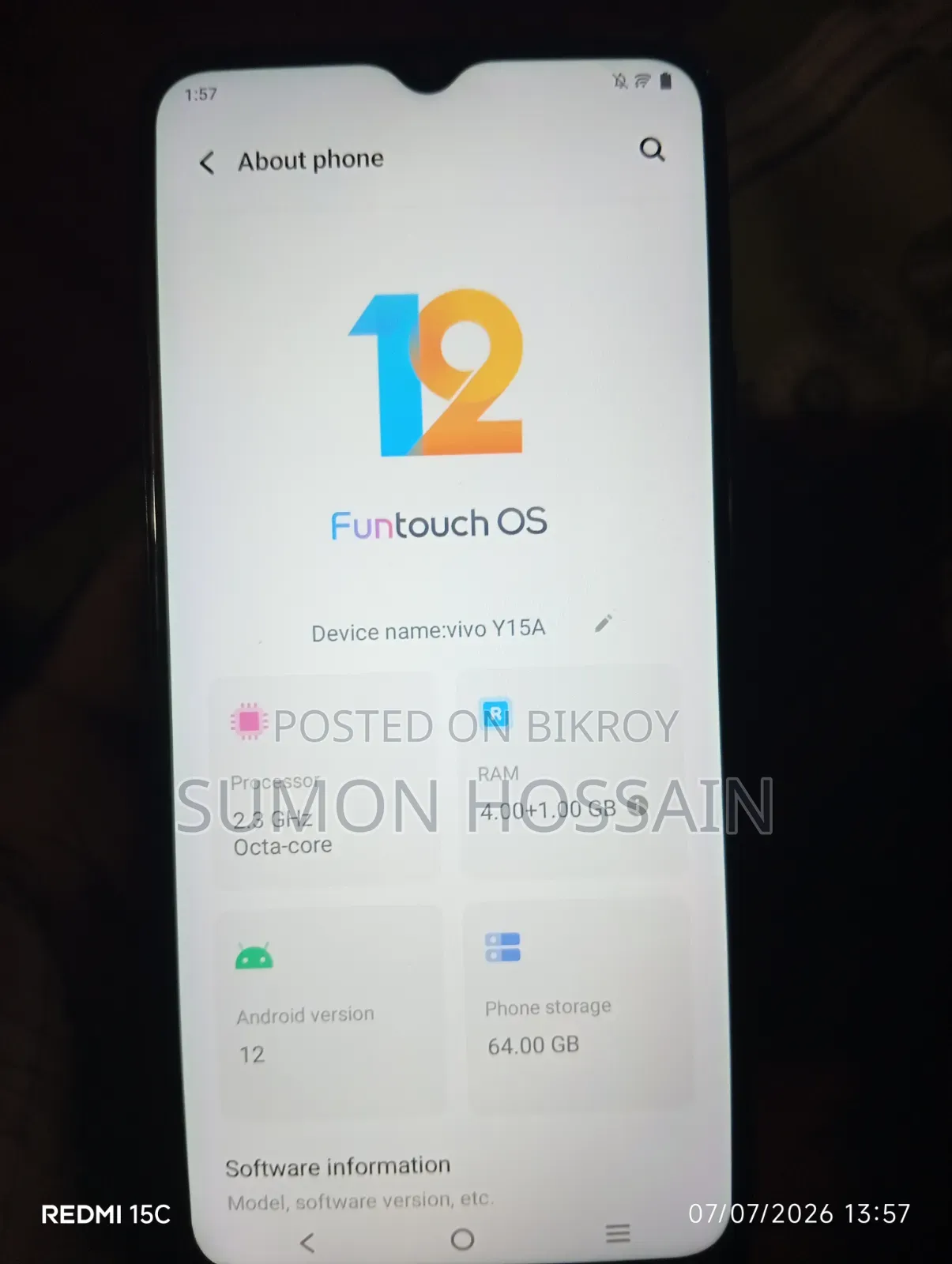 Vivo Y15 64 GB Blue