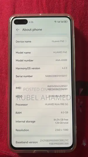 হুয়াওয়ে পি৪০ ১২৮ জিবি সাদা