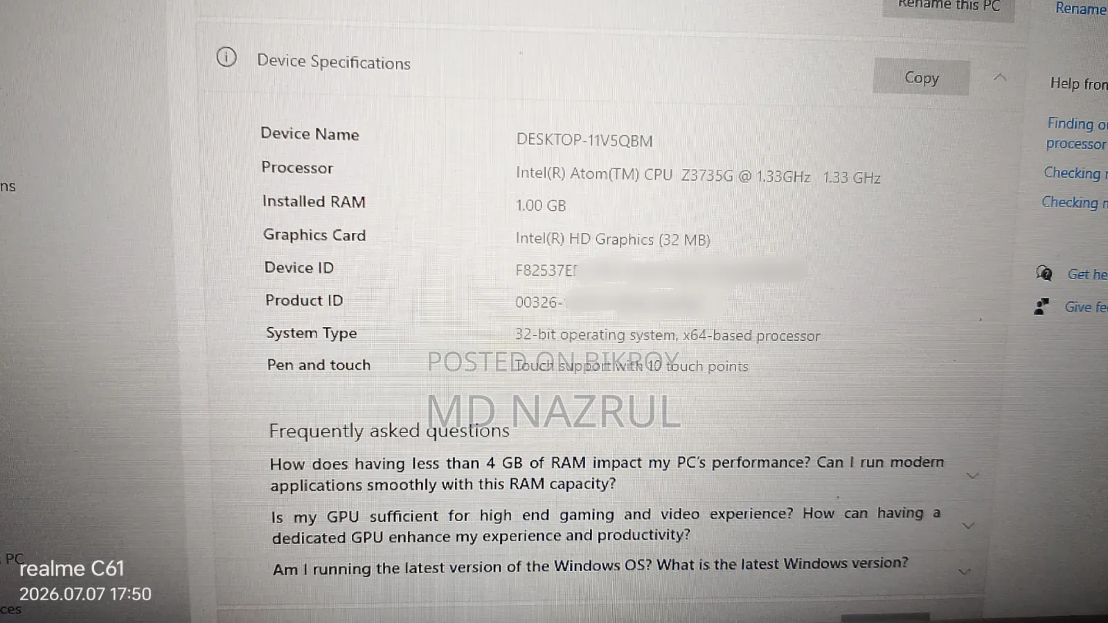 Laptop Asus Transformer Book T100TAF 1GB Intel Atom SSD 32GB