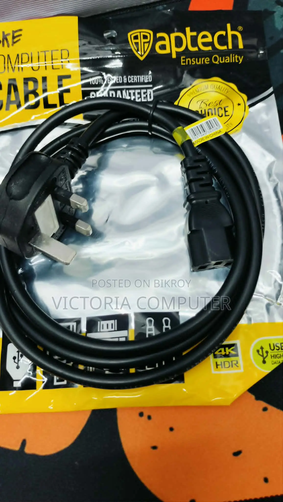 Aptech Power Cable 3 Pin Good Desktop.