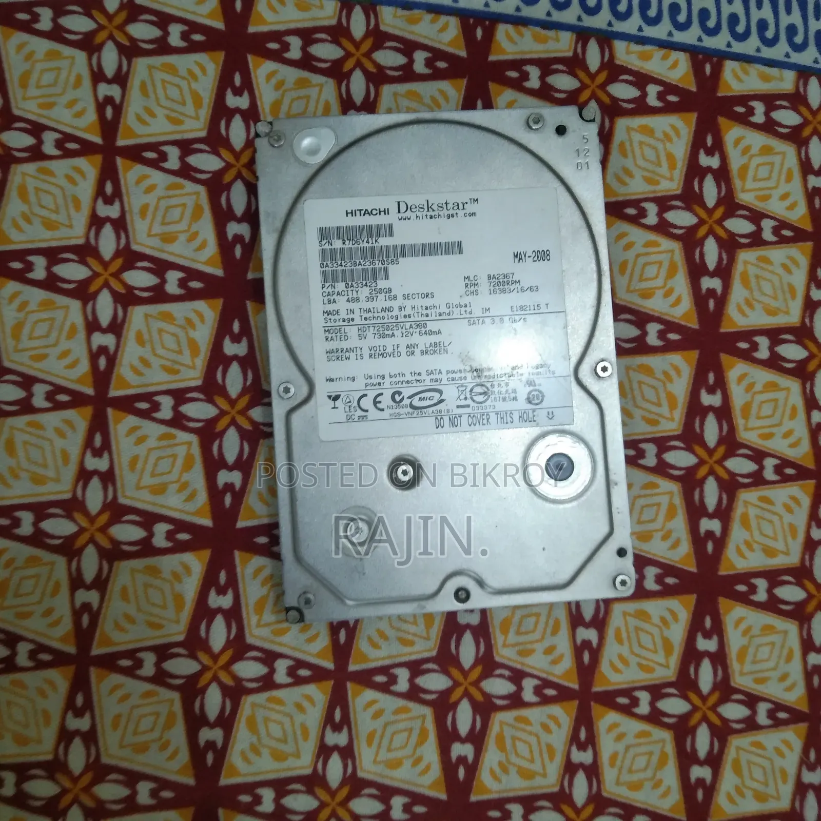 100% Health Hitachi 250 GB Hard Disk