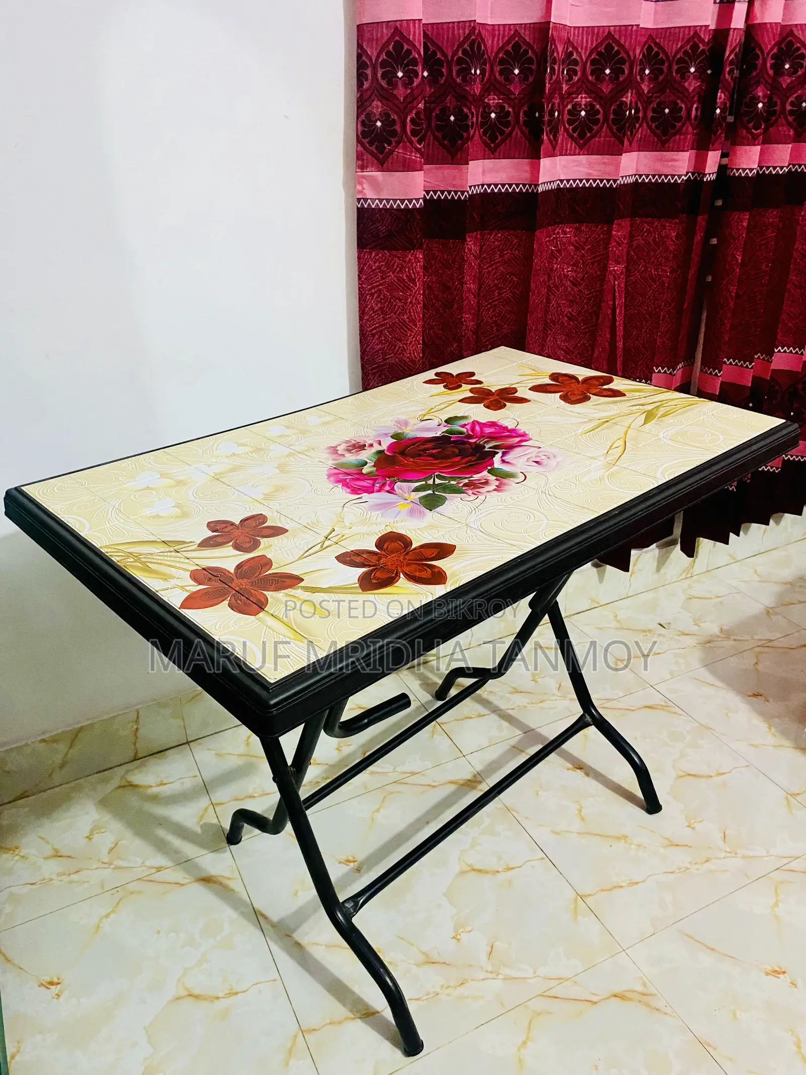 Plastic Folding Dining Table Print Floral
