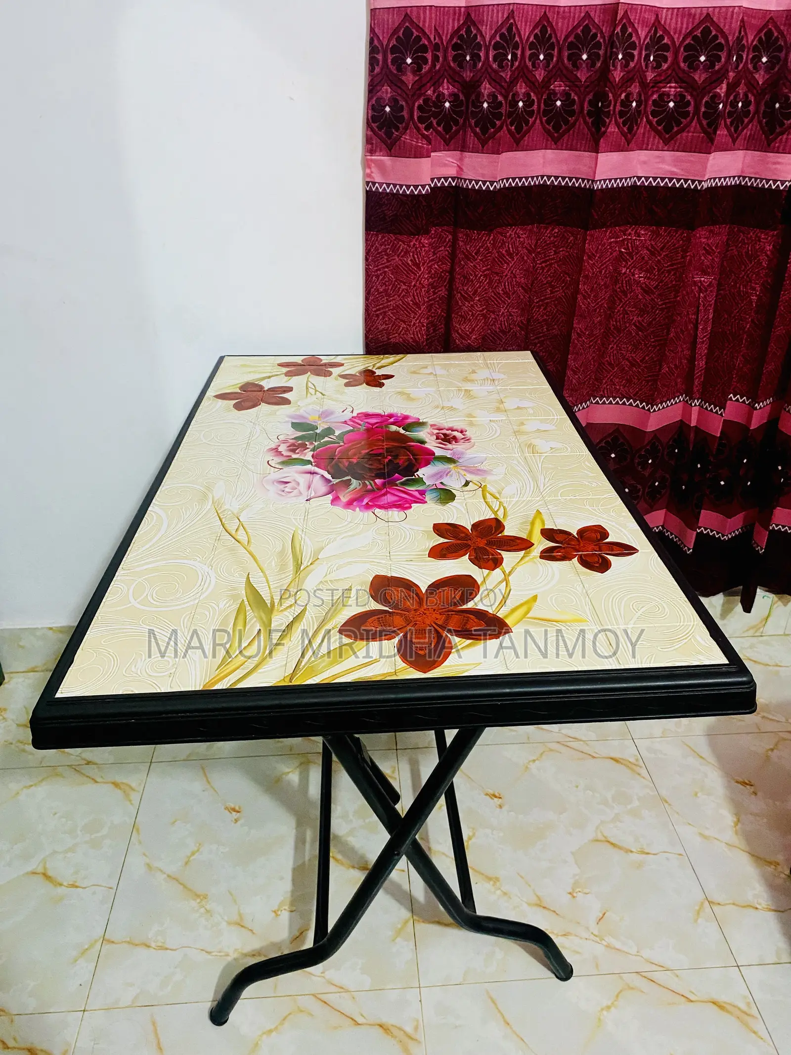 Plastic Folding Dining Table Print Floral