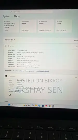 ল্যাপটপ মাইক্রোসফট সারফেস ২ ১৬জিবি ইন্টেল কোর আই৭ এসএসডি ৫১২জিবি
