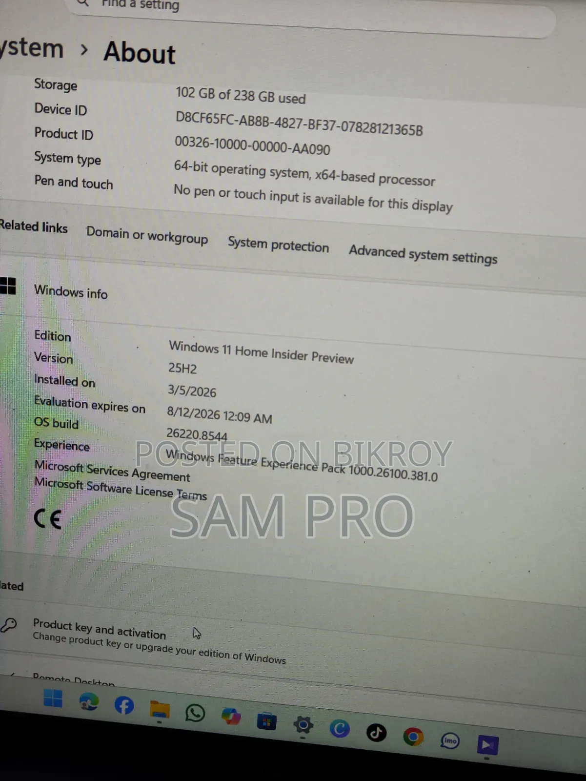 New Laptop Huawei Matebook D 15 8GB Intel Core i5 SSD 250GB