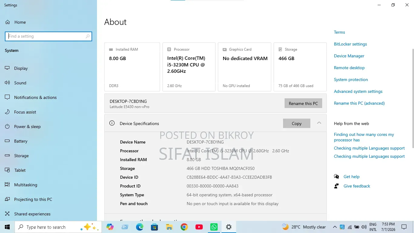 Laptop Dell Latitude 5430 8GB Intel Core I5 HDD 500GB