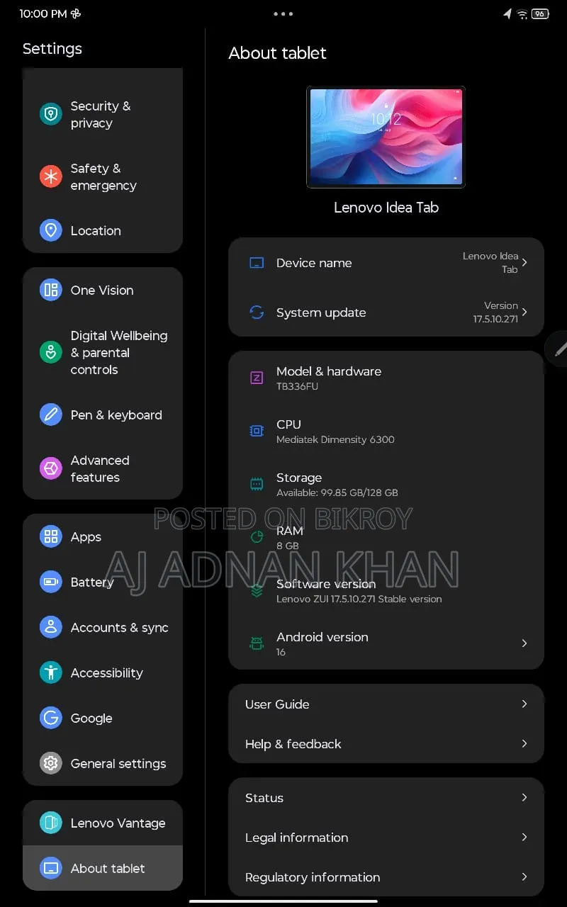 Lenovo Idea Tab 128 GB Gray