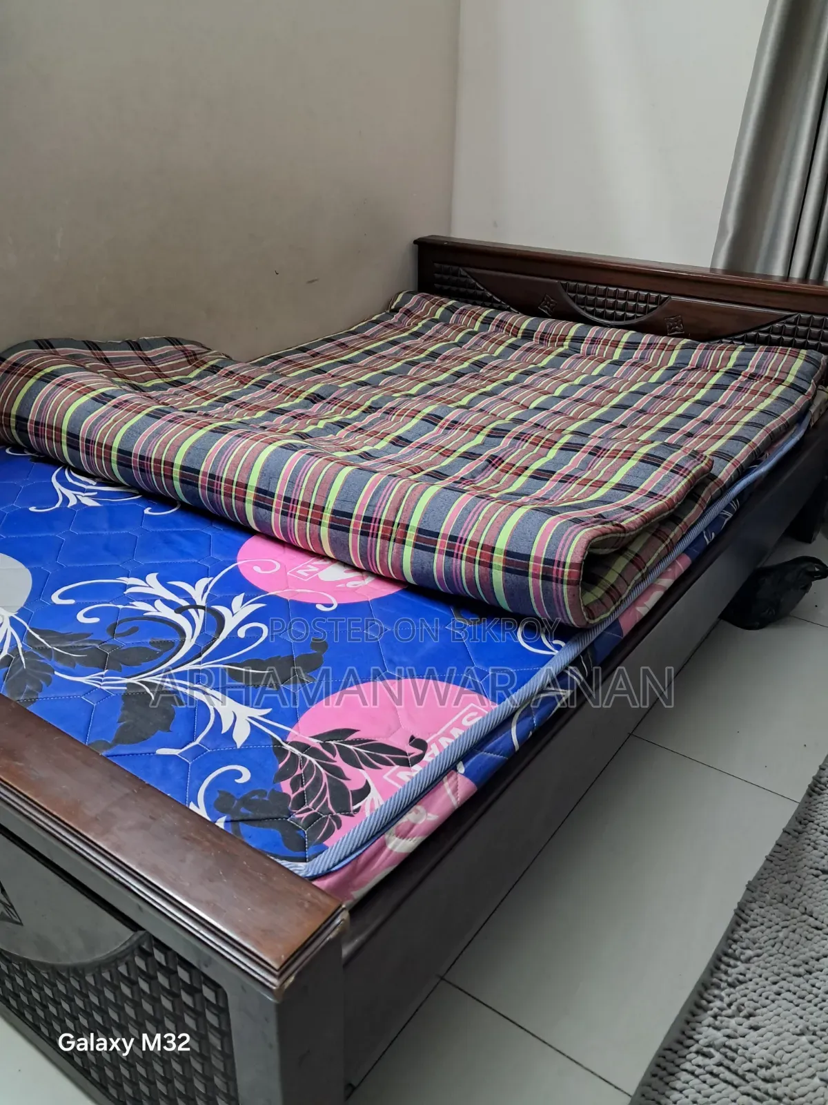 সেগুন কাঠের খাট ম্যাট্রেস ও তোশকসহ