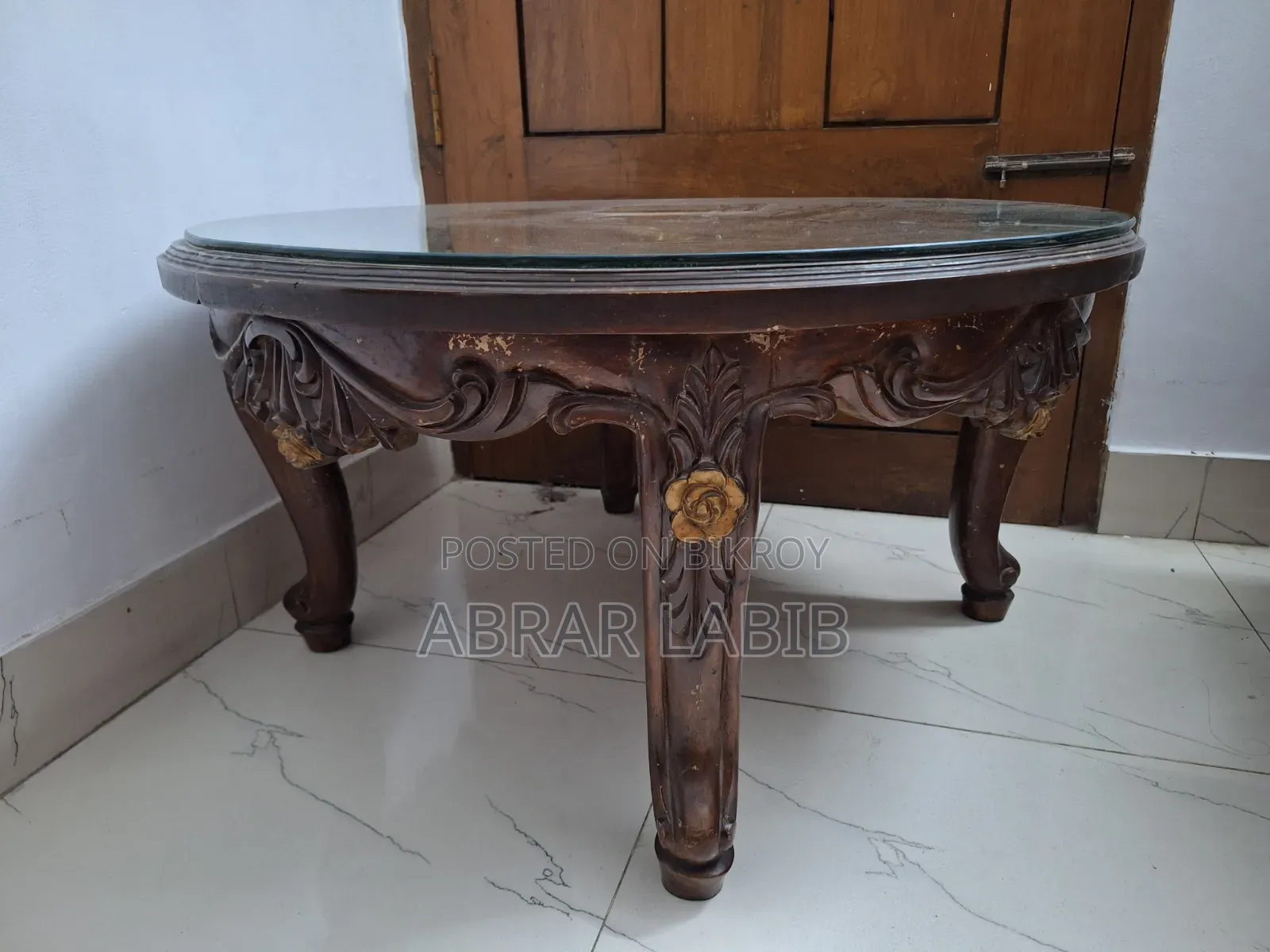 সেগুন কাঠের টেবিল গ্লাস টপসহ 
Shegun Wood Big Table With Glass On Top