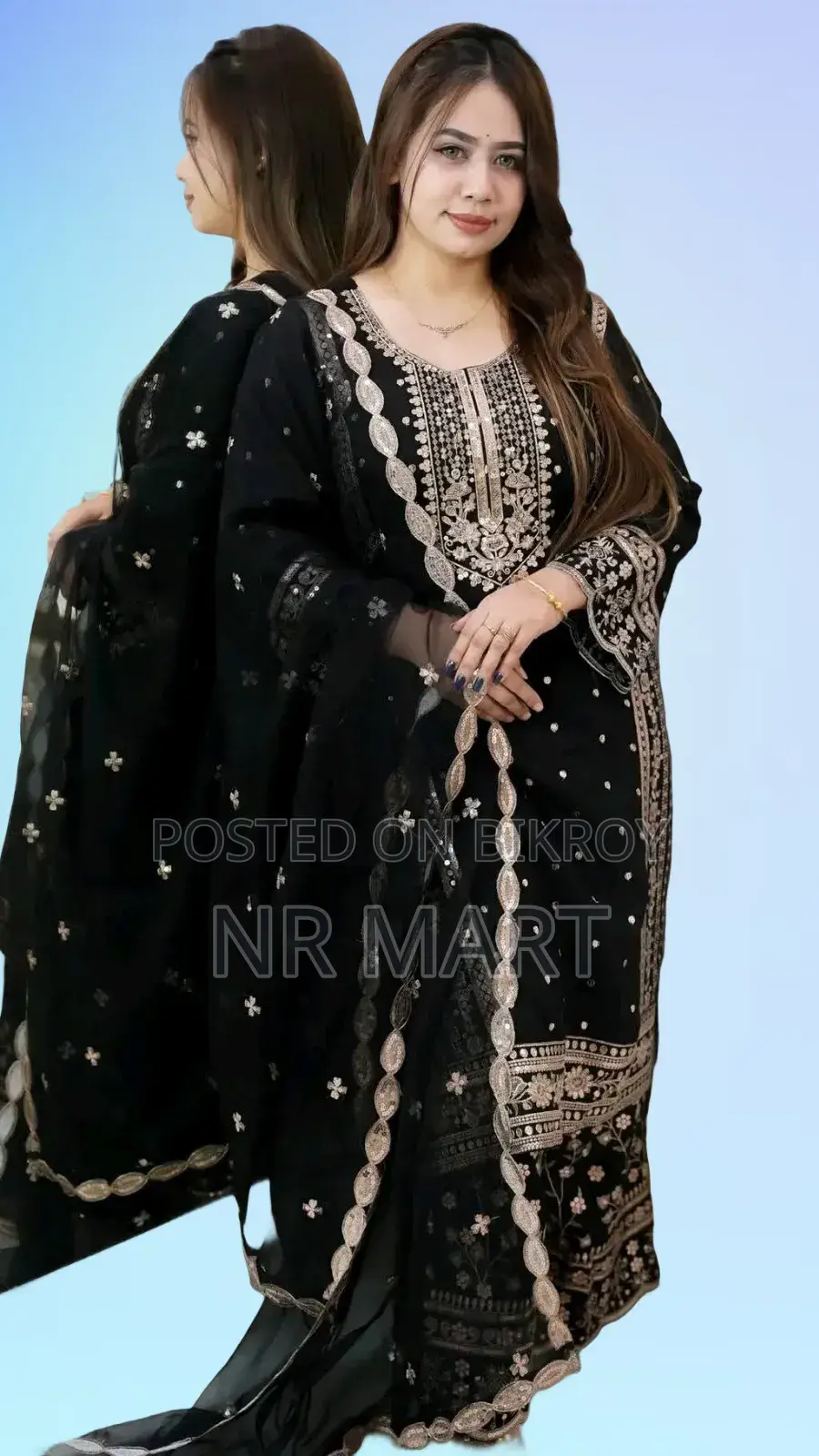 Premium Soft Jorjet With Sequence Embroidery Three Piece