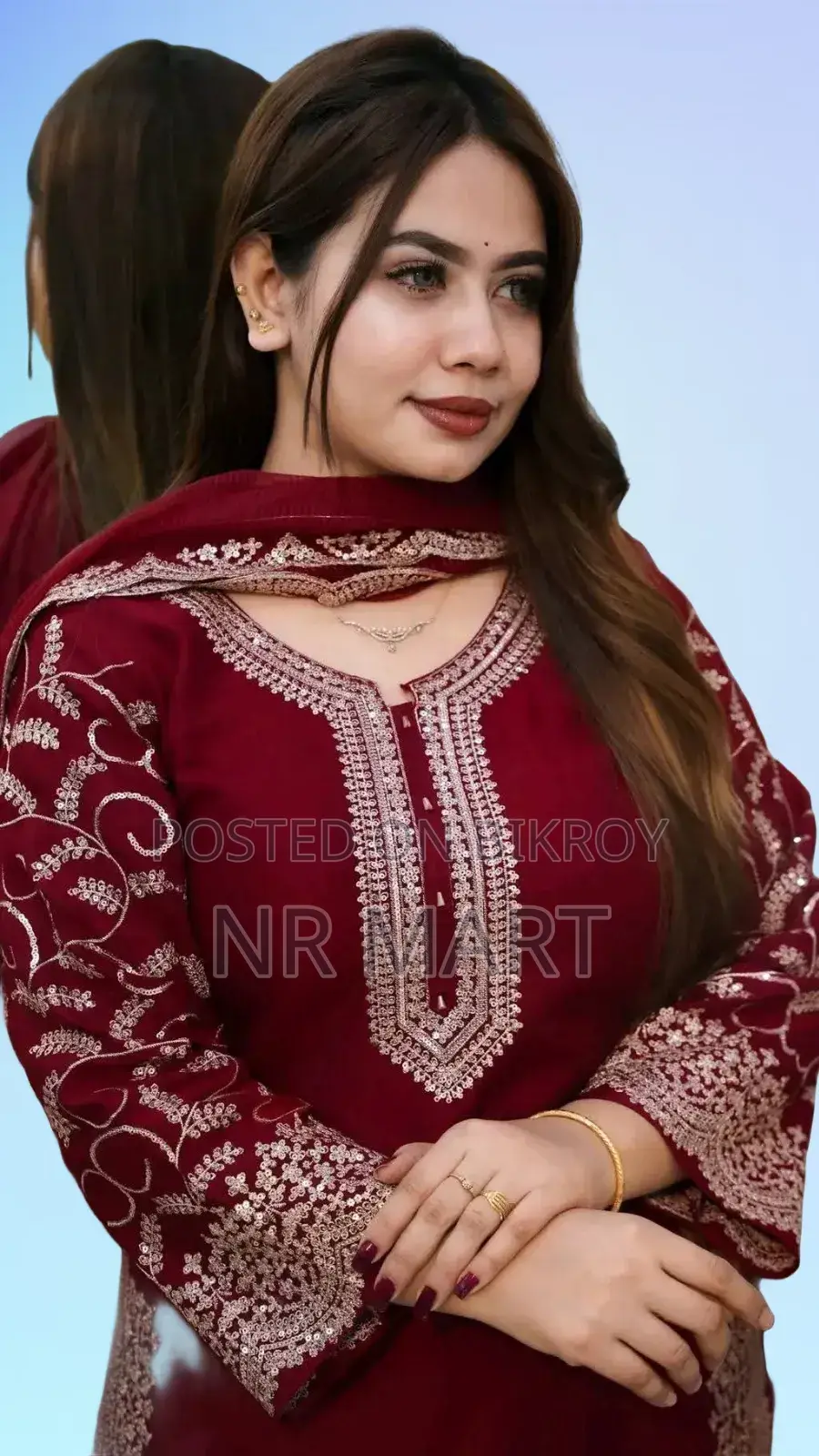 Premium Soft Jorjet With Sequence Embroidery Three Piece