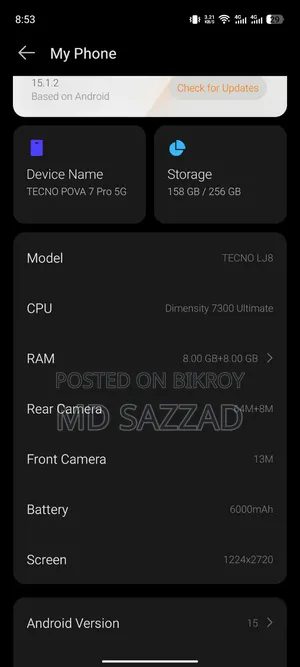 Tecno Pova 7 Pro 5G 256 GB Black