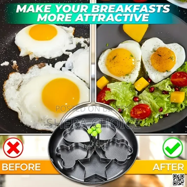 4 Piece Fried Egg Tools, Stainless Steel Omelet Mold Breakfast