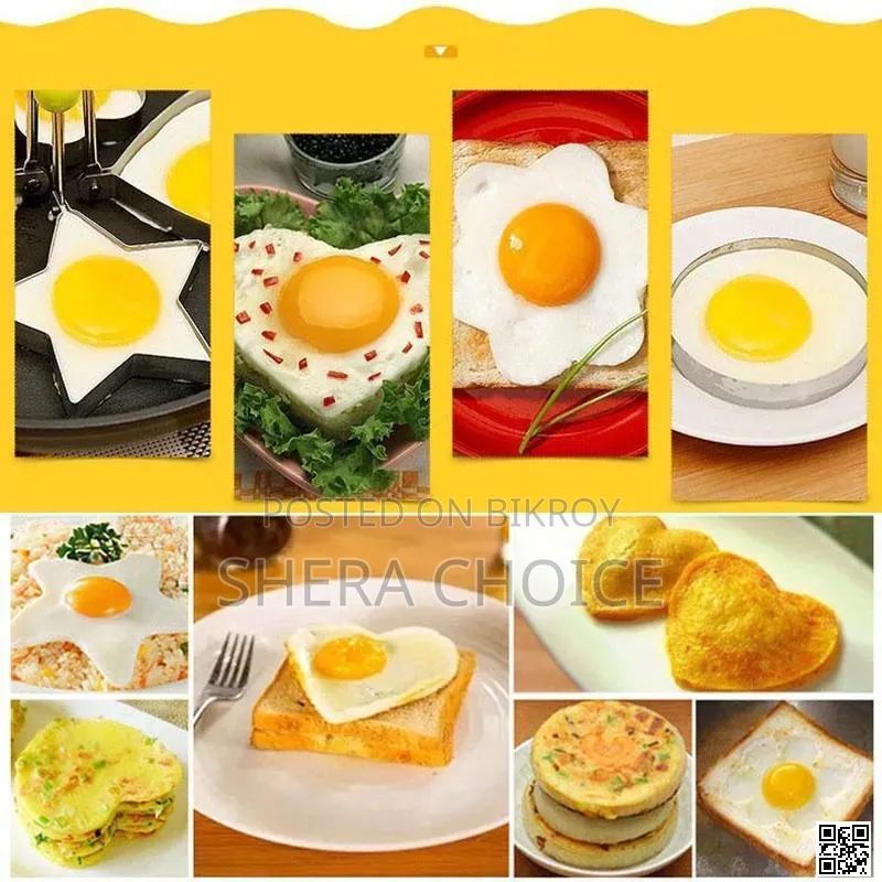 4 Piece Fried Egg Tools, Stainless Steel Omelet Mold Breakfast