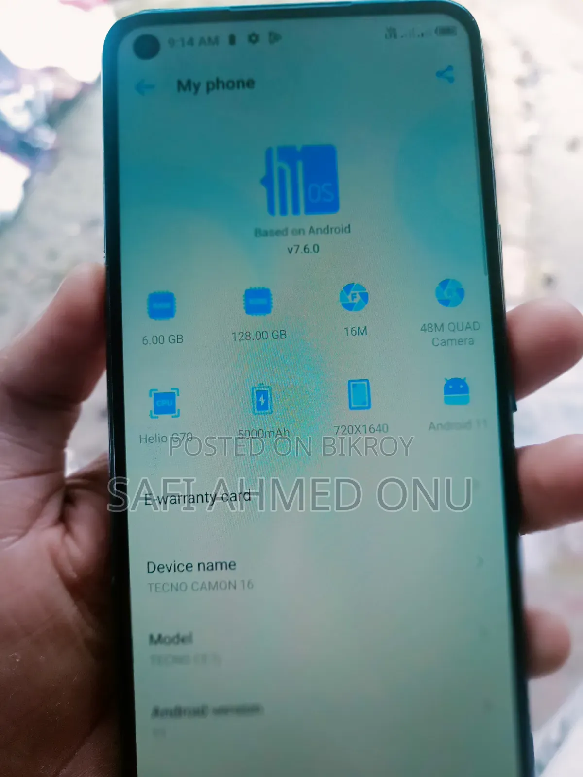 Tecno Camon 16 128 GB Blue
