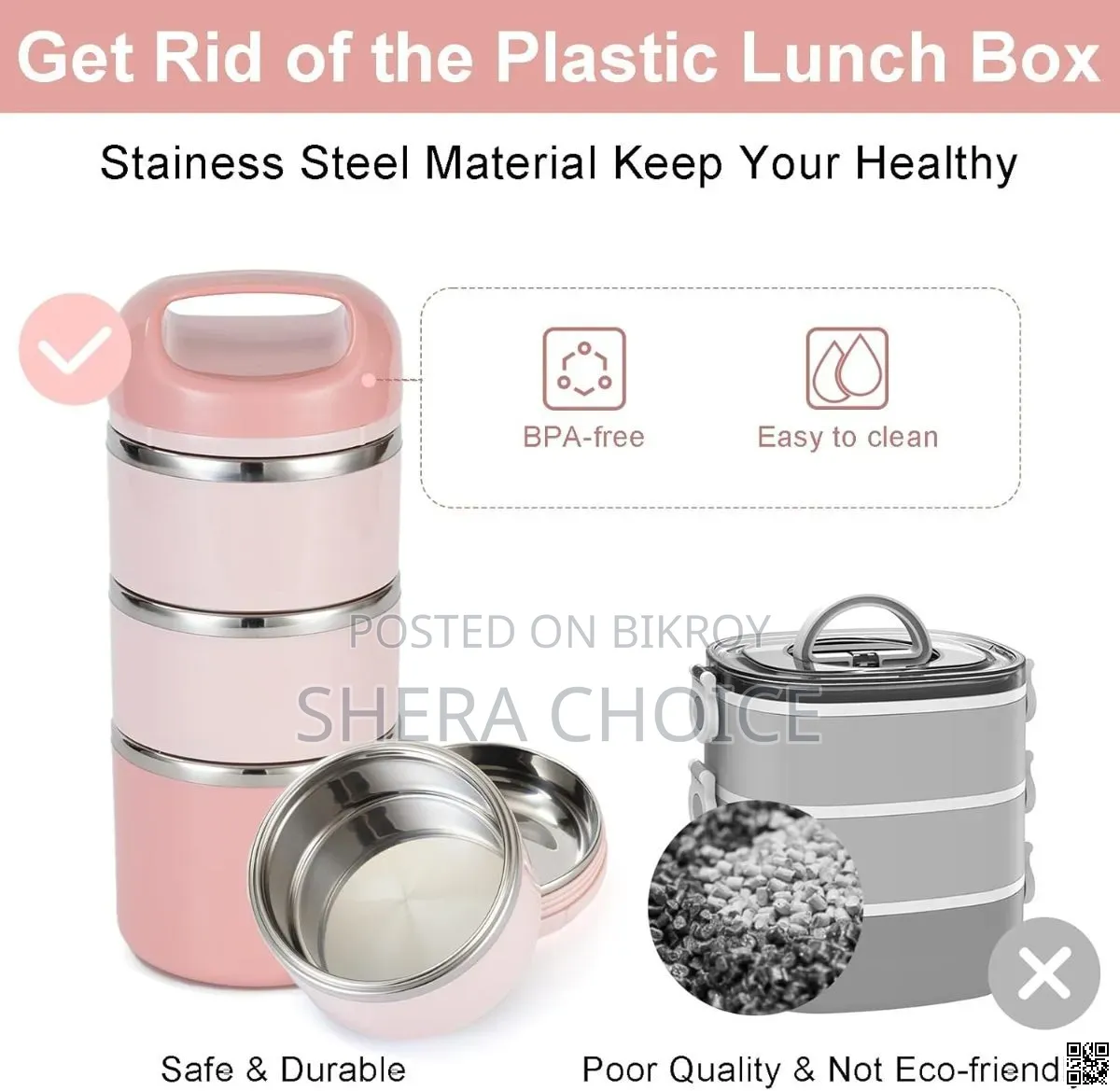 Tedemei 4-Layer Stainless Steel Leak-Proof Handle Lunch Box
