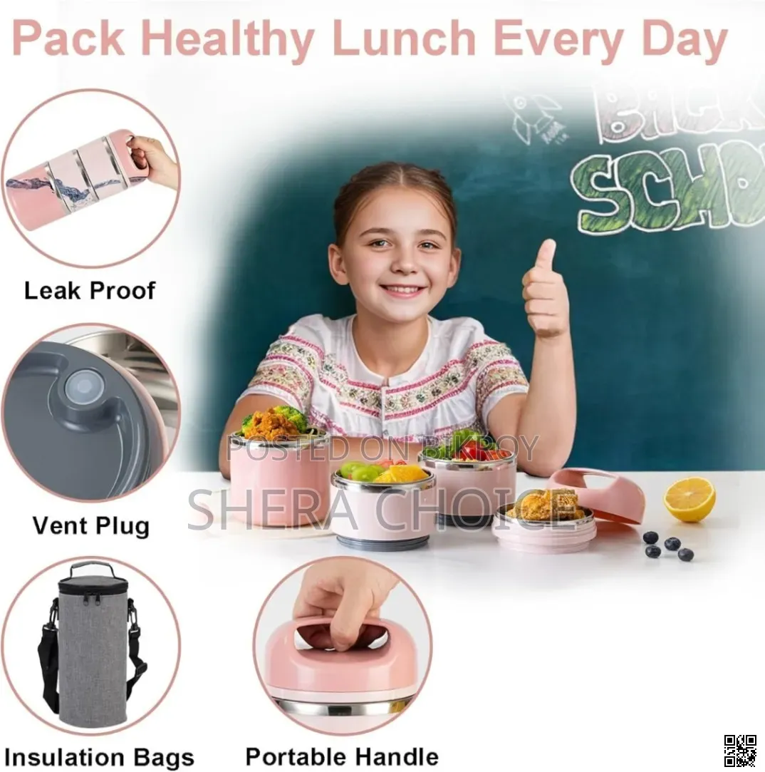 Tedemei 4-Layer Stainless Steel Leak-Proof Handle Lunch Box