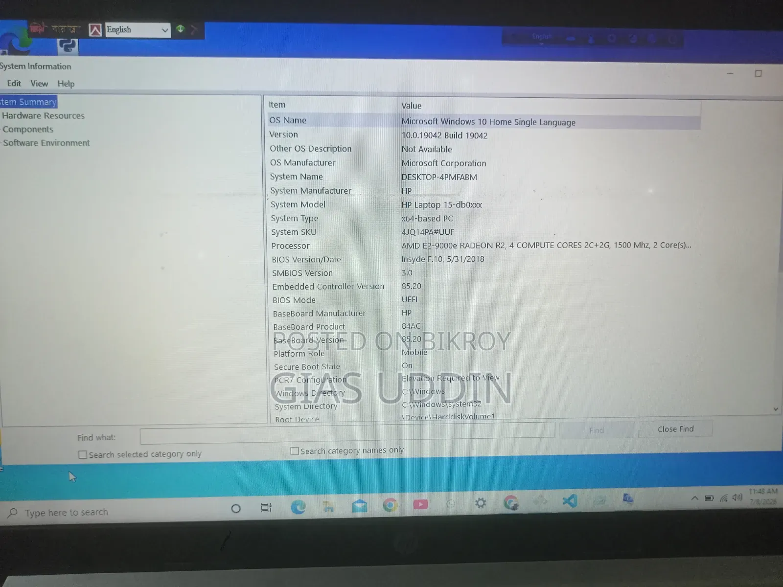 Laptop HP 15 4GB Intel Celeron HDD+SSD 128GB